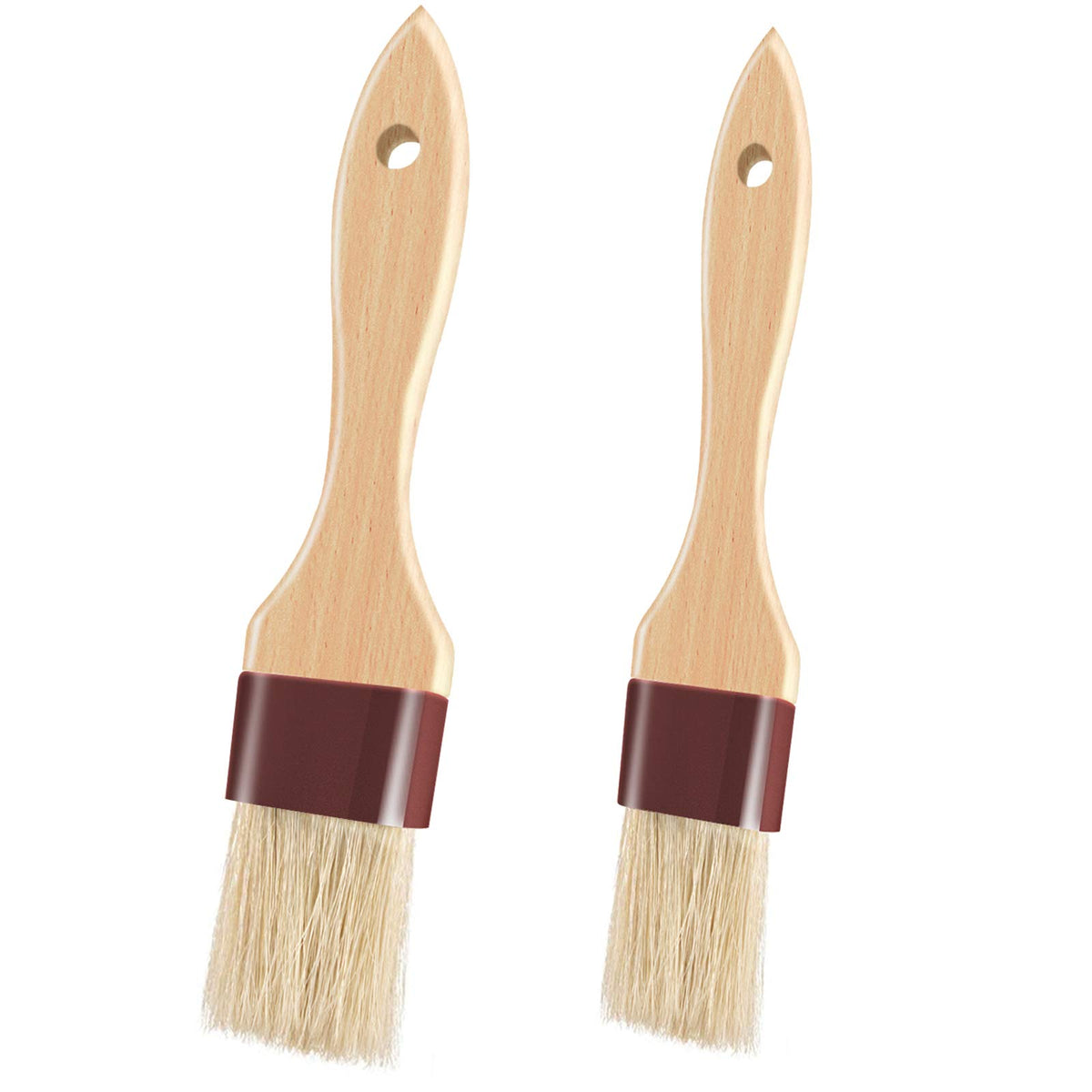 Pastry Brushes for Baking Basting Brush with Boar Bristles and Beech Hardwood Handles Culinary Oil Brush for Barbecue Butter Grill BBQ Sauce Baster Marinade Kitchen Food Cooking Brushes (1/1.5")
