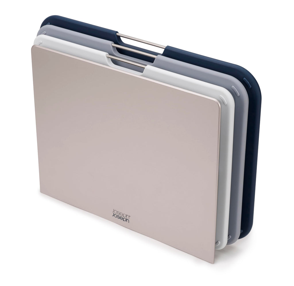 Joseph Joseph Nest 3 Piece Color Coded Cutting Board Set With Storage Stand, Regular - Grey/Blue