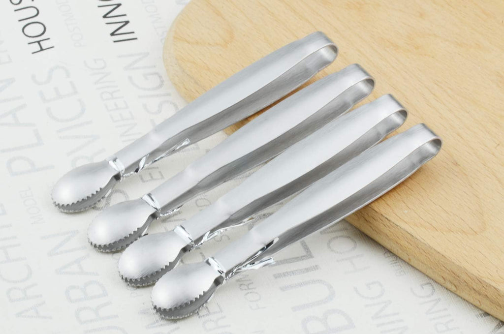 HINMAY 5" Mini Serving Tongs Tiny Stainless Steel Small Tongs, Set of 4