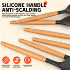 Silicone Cooking Utensil Set,10 PCS Cooking Kitchen Utensils Set, Nonstick Kitchen Utensils 446°F Heat-Resistant Cookware Tools of Spoon,Brush,Whisk,Spatula,Turner Tongs (Black)