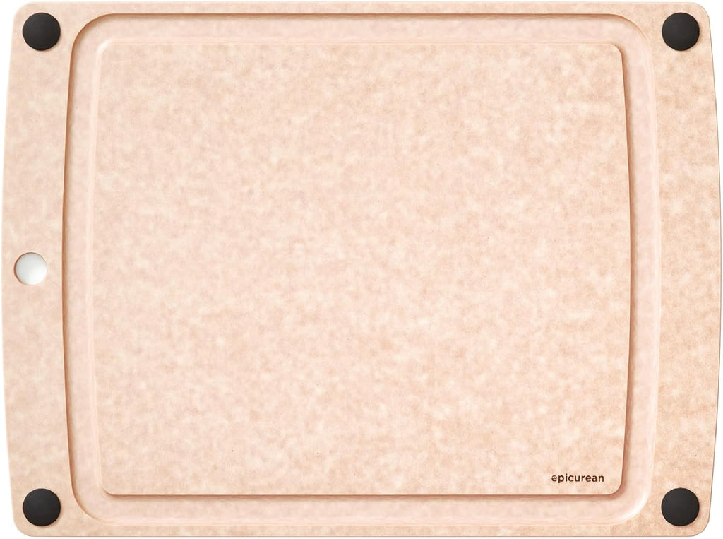 Epicurean All-In-One Cutting Board with Non-Slip Feet and Juice Groove, 17.5" × 13", Natural/Black