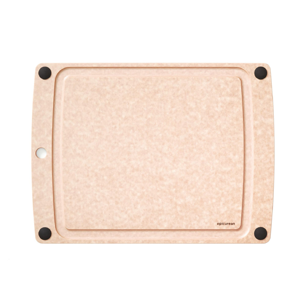 Epicurean All-In-One Cutting Board with Non-Slip Feet and Juice Groove, 10" × 7", Natural/Black