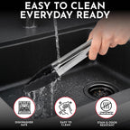 Kitchen Tongs - 12, 9 & 7 Inch Locking Silicone Tongs for Cooking, Set of 3