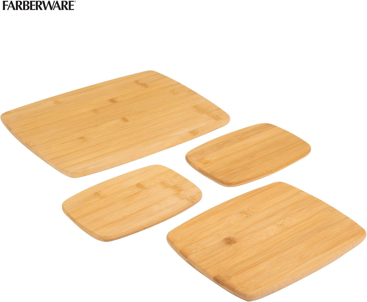 Farberware Bamboo Cutting Board Set, 4-Piece, Reversible