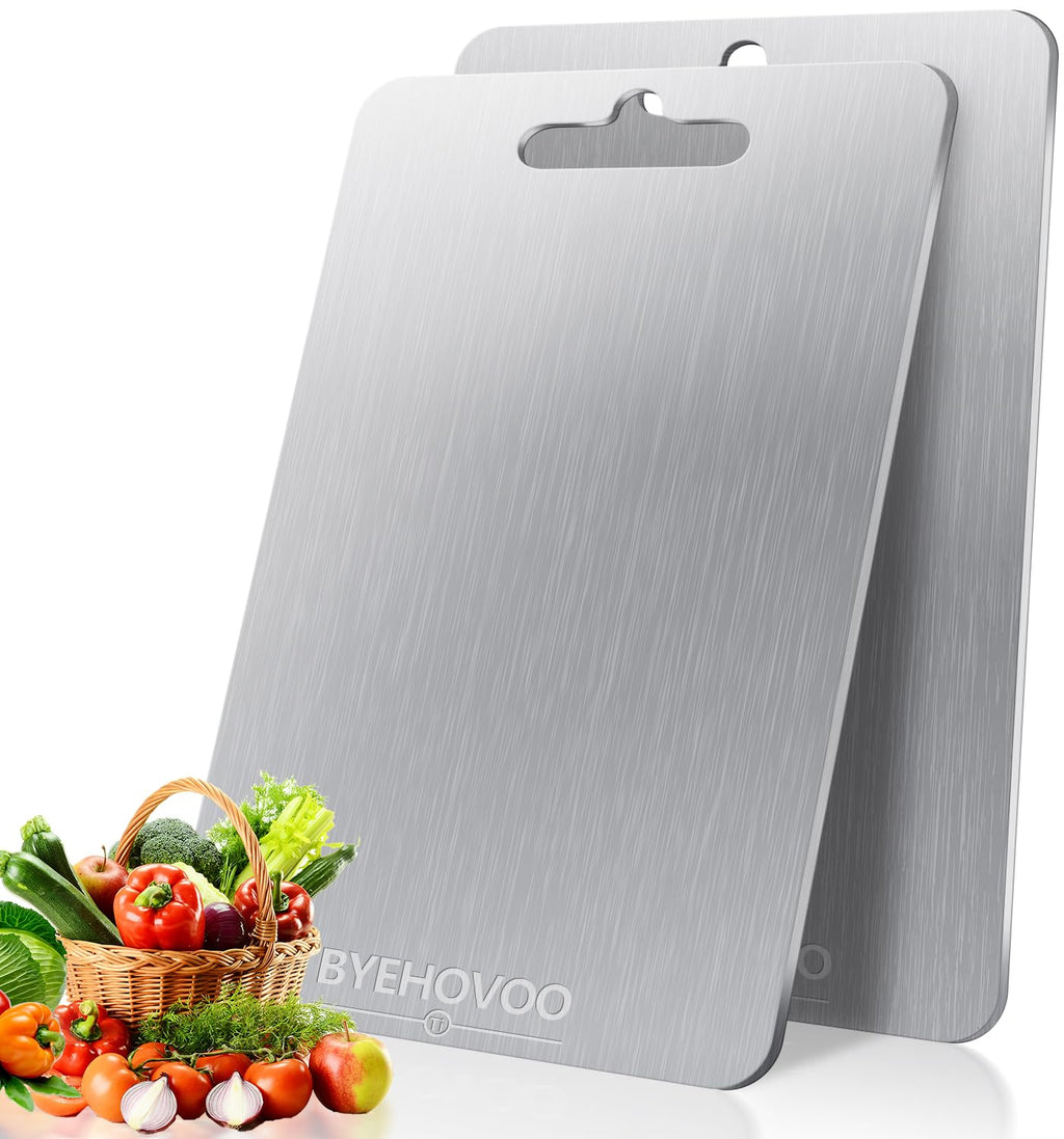 Titanium Cutting Board for Kitchen Set of 3,100% Pure Titanium Cutting Boards Double Sided Non-Toxic Hygiene Dishwasher-Safe Food Grade Metal Chopping Board for Meat,Fruit & Vegetables