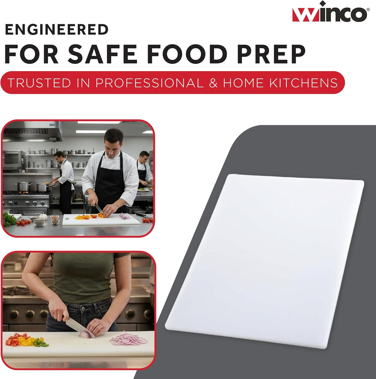 Winco Cutting Board, 18 by 24 by 1/2-Inch, White, 18" x 24"