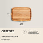 John Boos CB Series Rectangular Wooden Maple Cutting Board 20”x14” – 1.5” Thick, 12-lb Reversible Butcher Block with Rounded Edges, Juice Groove, Edge-Grain & Finger Grips – Made in the USA