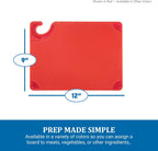 San Jamar Saf-T-Grip Plastic Cutting Board with Safety Hook, 9" x 12" x 0.375", Green