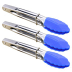 HINMAY Small Tongs with Silicone Tips 7-Inch Mini Serving Tongs, Set of 6