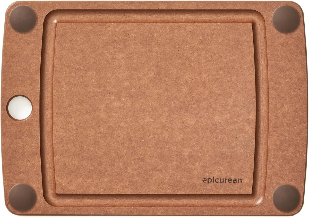 Epicurean All-In-One Cutting Board with Non-Slip Feet and Juice Groove, 10" × 7", Natural/Black