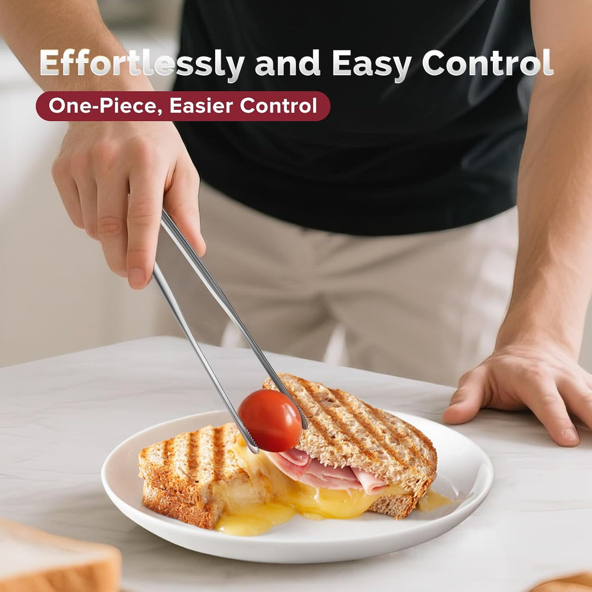 Precise Serrated Non-Slip Tips Cooking Tongs 2 Set (11.5" & 13.5")