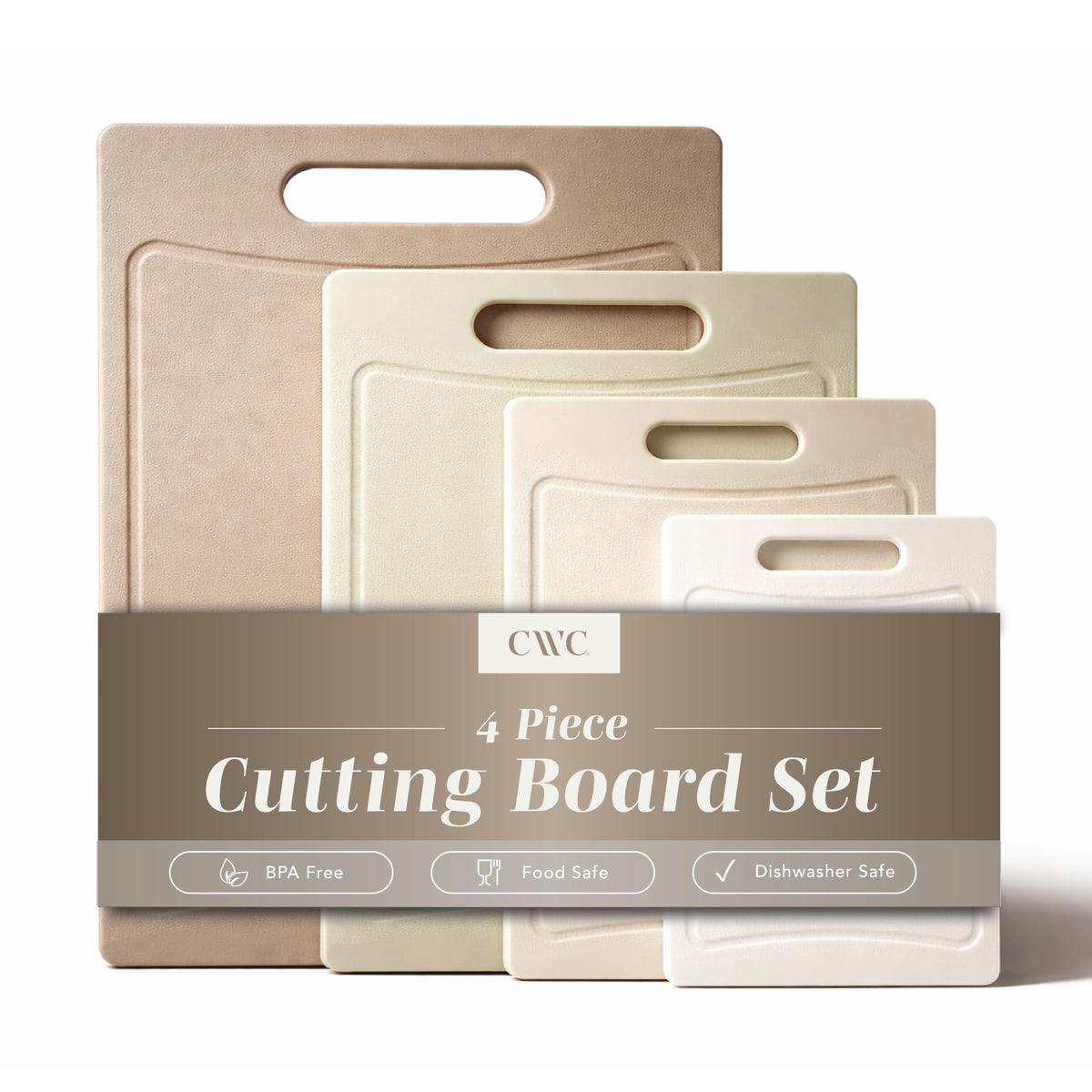COOK WITH COLOR Non-Slip Cutting Board Set – Kitchen Essentials with Easy Grip Handle for Meat, Veggies, and Fruits, 4 Cutting Boards, Black