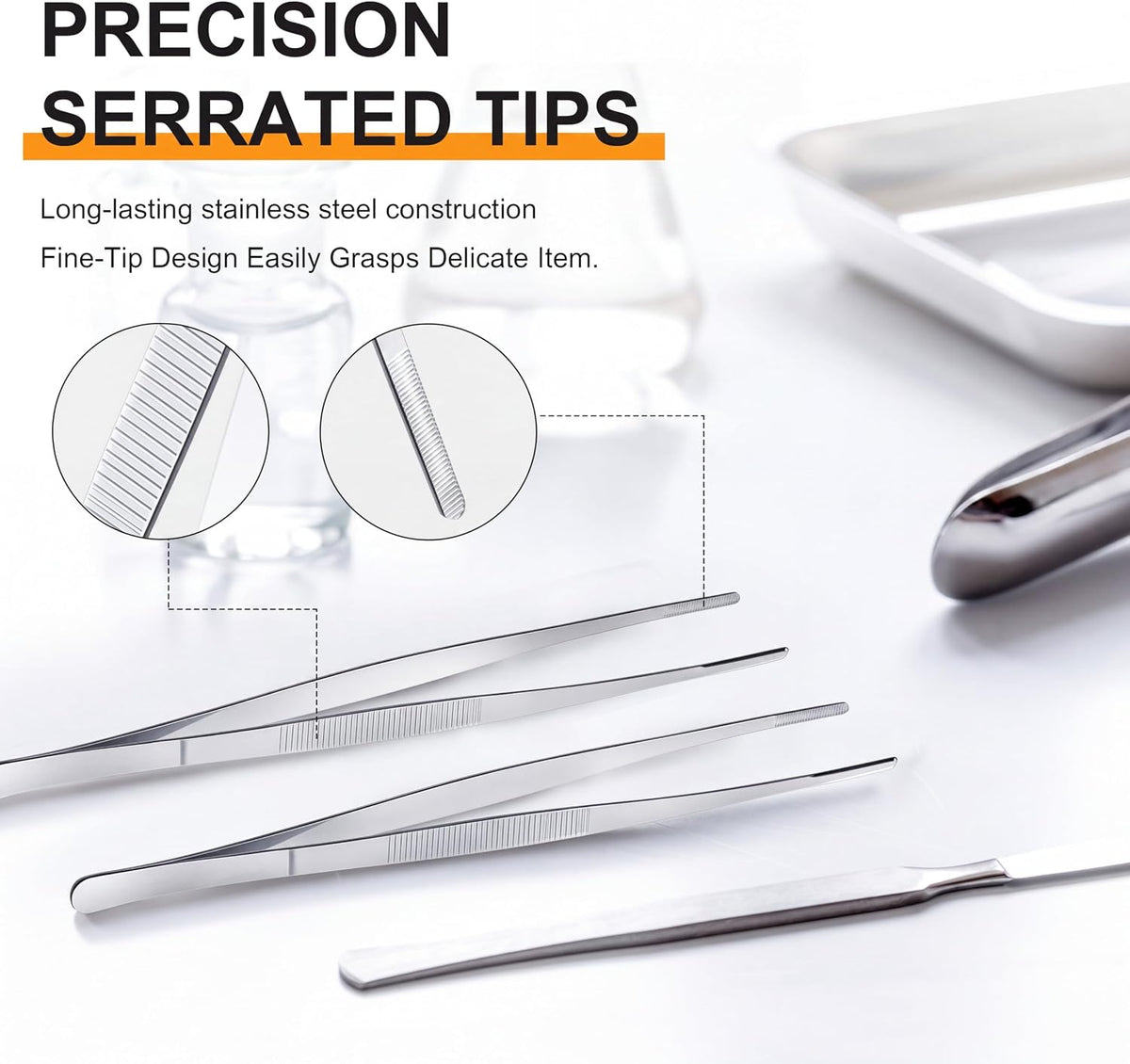 Yaomiao 4 Packs 12 Inch Cooking Tweezers Bar Kitchen Tongs, Silver