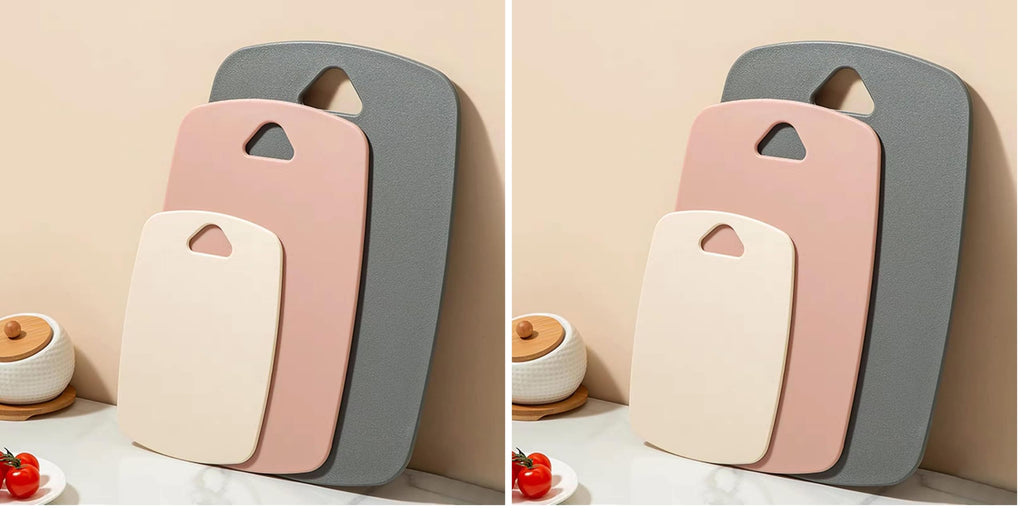 Cutting Boards for Kitchen,Plastic Cutting Board Set of 3, Thick Chopping Boards for Meat, Veggies, Fruits, with Easy Grip Handle,Dishwasher Safe (Pink, 3Pcs)