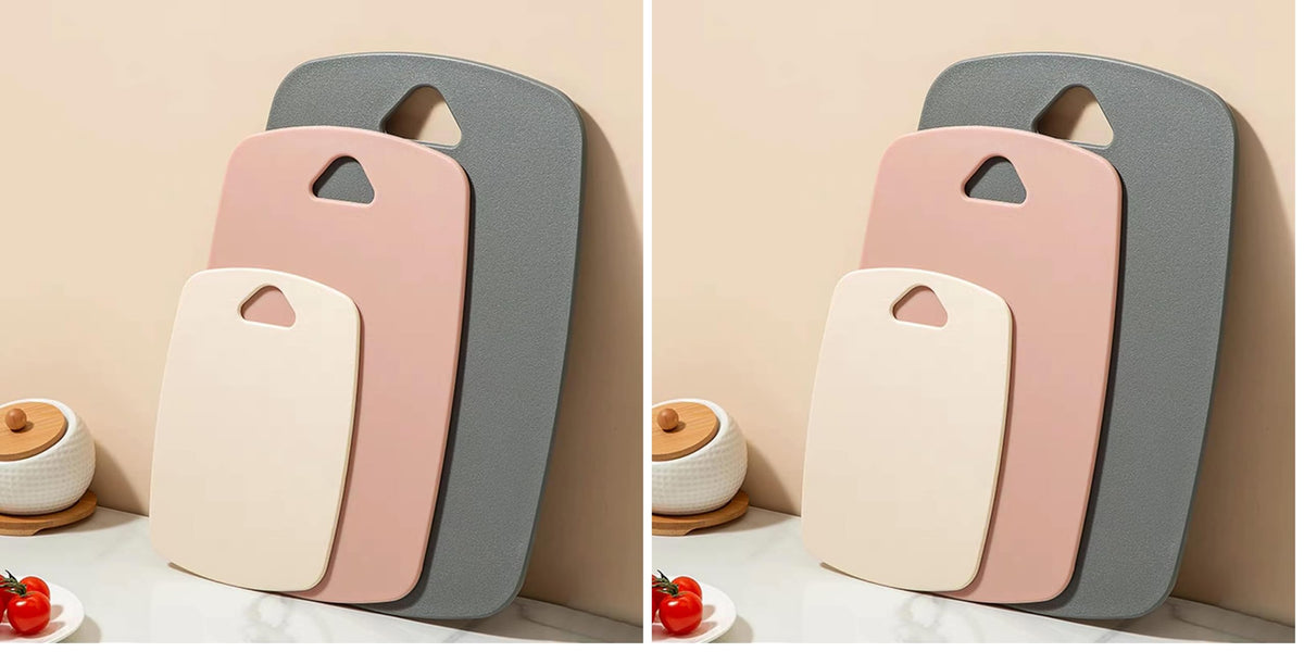 Cutting Boards for Kitchen,Plastic Cutting Board Set of 3, Thick Chopping Boards for Meat, Veggies, Fruits, with Easy Grip Handle,Dishwasher Safe (Pink, 3Pcs)