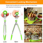 Kitchen Tongs with Silicone Tips - ForTomorrow Set of 5, 7 9 Inch Premium Silicone Tipped Tongs for Cooking Heat Resistant, Serving Food, BBQ