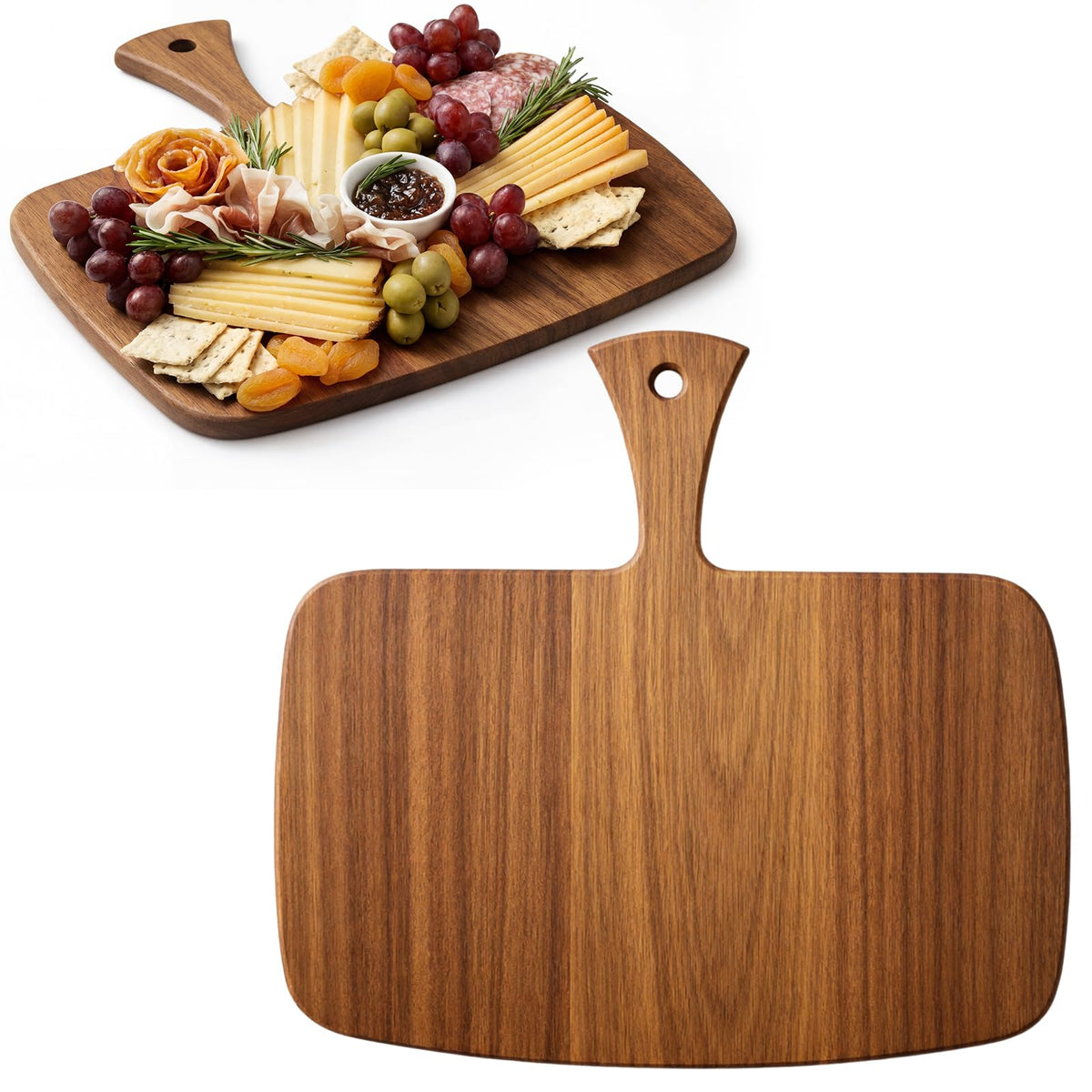 Nuenen 10 Pcs Wood Cutting Board with Handle 15.7 x 7.8 Inch Acacia Wooden Serving Kitchen Chopping Boards for Pizza, Bread, Cheese, Charcuterie, Fruit, Vegetables(Acacia)
