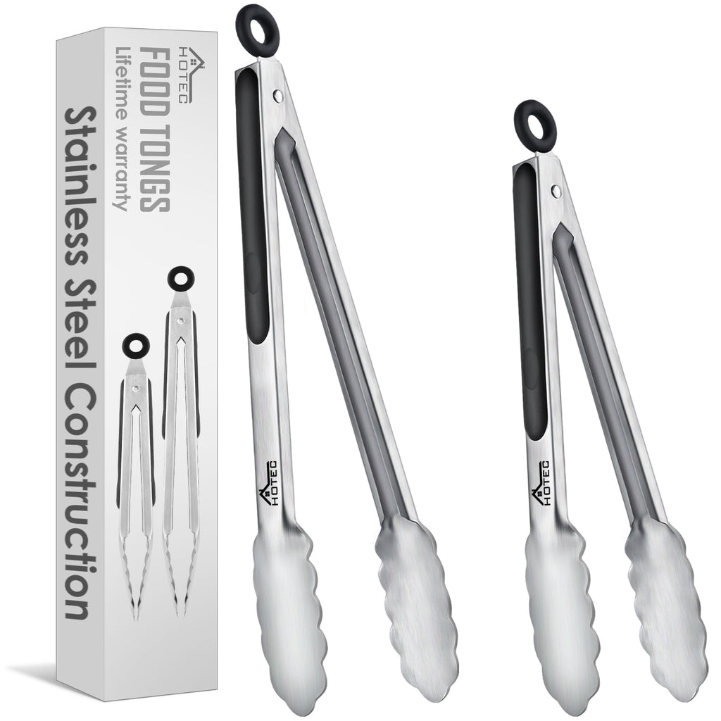 Hotec Tongs for Cooking Stainless Steel Kitchen Tongs Set of 3-7“, 9" & 12"