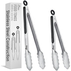 Hotec Tongs for Cooking Stainless Steel Kitchen Tongs Set of 3-7“, 9" & 12"