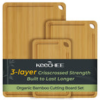 Keechee Bamboo Cutting Board, Durable Wood Cutting Boards for Kitchen with Deep Juice Grooves & Built-in Handles, Ideal Charcuterie & Chopping for Meat, Vegetables and Fruits Kitchen Gifts for Men