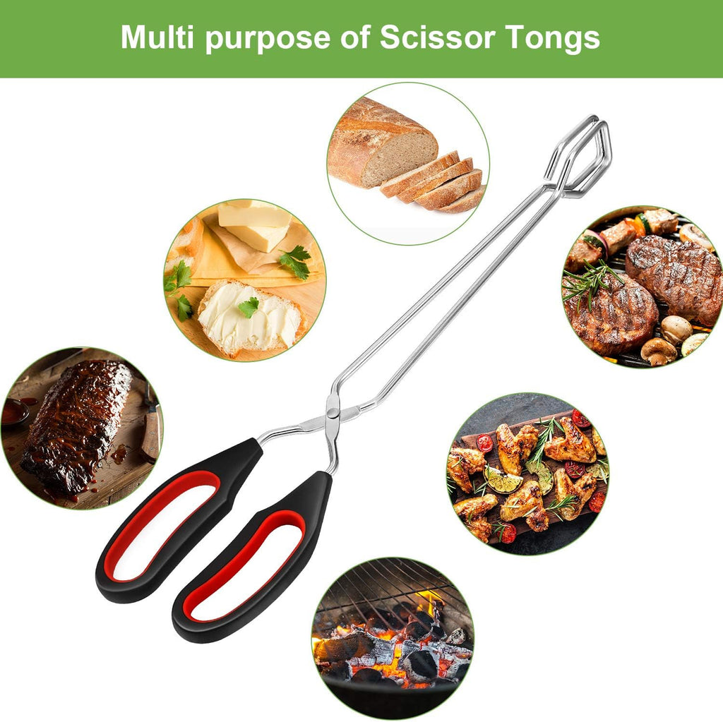 Scissor Tongs 3 Pack, Kitchen Food Tongs 9/11/12 Inch for Cooking Grilling