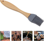 SEWACC Food Grade Silicone Barbecue Oil Brush with Wood Handle Basting Sauce Brush for Bbq Grilling and Baking Heat Resistant Silicone for Outdoor Cooking