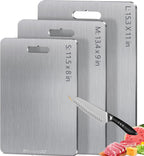 Titanium Cutting Board for Kitchen Set of 3,100% Pure Titanium Cutting Boards Double Sided Non-Toxic Hygiene Dishwasher-Safe Food Grade Metal Chopping Board for Meat,Fruit & Vegetables