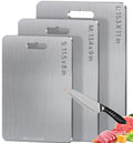 Titanium Cutting Board for Kitchen Set of 3,100% Pure Titanium Cutting Boards Double Sided Non-Toxic Hygiene Dishwasher-Safe Food Grade Metal Chopping Board for Meat,Fruit & Vegetables