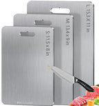 Titanium Cutting Board for Kitchen Set of 3,100% Pure Titanium Cutting Boards Double Sided Non-Toxic Hygiene Dishwasher-Safe Food Grade Metal Chopping Board for Meat,Fruit & Vegetables