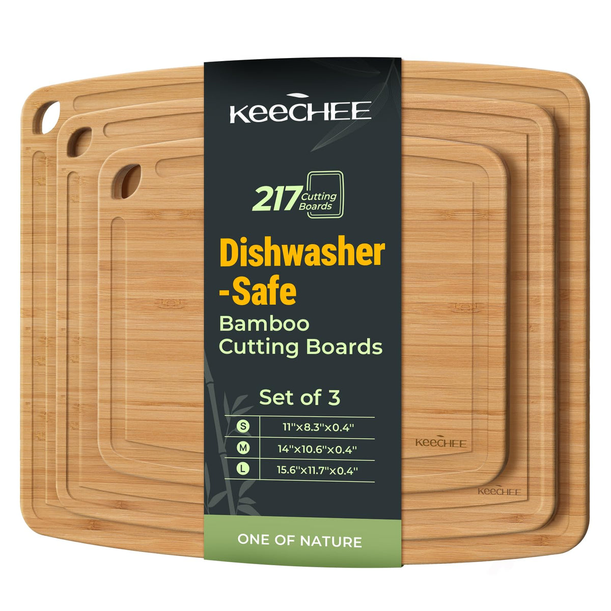 Keechee Dishwasher Safe Bamboo Cutting Board, Lightweight & Durable Wood Cutting Board, Reversible with Juice Groove, Easy to Store & Clean, Ideal Kitchen Gift for Home Cooks