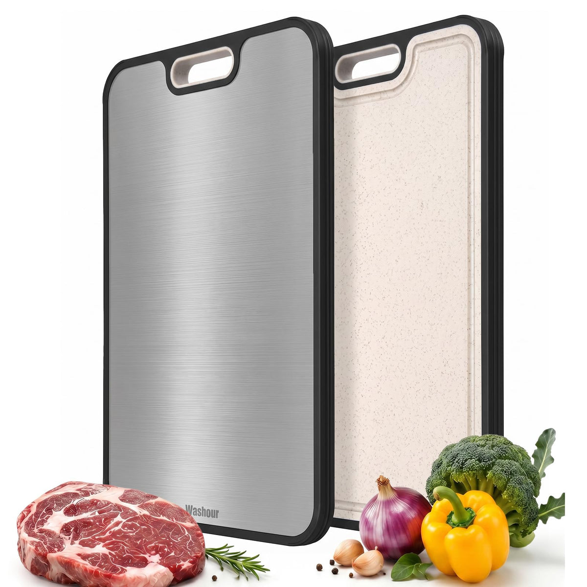 Non Toxic Titanium Cutting Board for Kitchen, Food Grade Titanium Cutting Boards 2 in 1 Double Sides, Non Slip Cutting Mat 15" x 10"