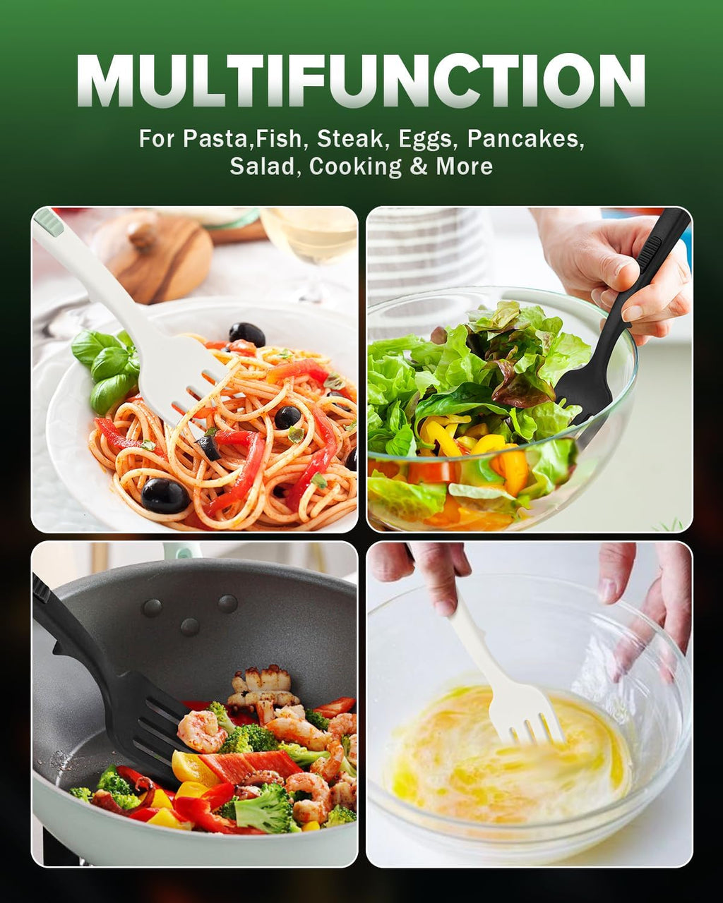 Large Silicone Flexible Cooking Fork, Non Stick Whisks for Mix Ingredients