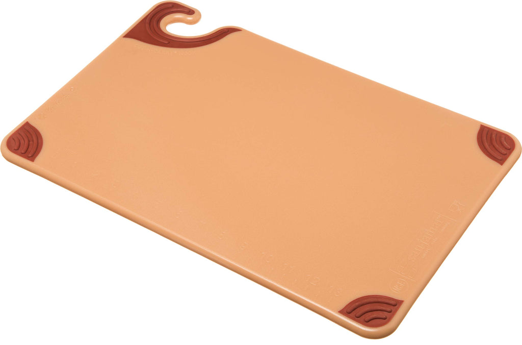 San Jamar Saf-T-Grip Plastic Cutting Board with Safety Hook, 12" x 18" x 0.5", Green
