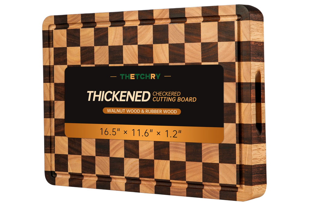 THETCHRY Cutting Boards for Kitchen, Checkered Walnut Wooden Cutting Board