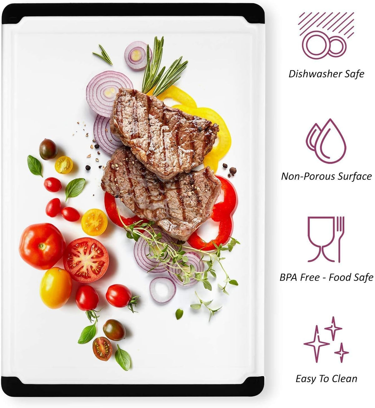 Belwares Large Plastic Cutting Board for Kitchen, 18-Inch Chopping Board