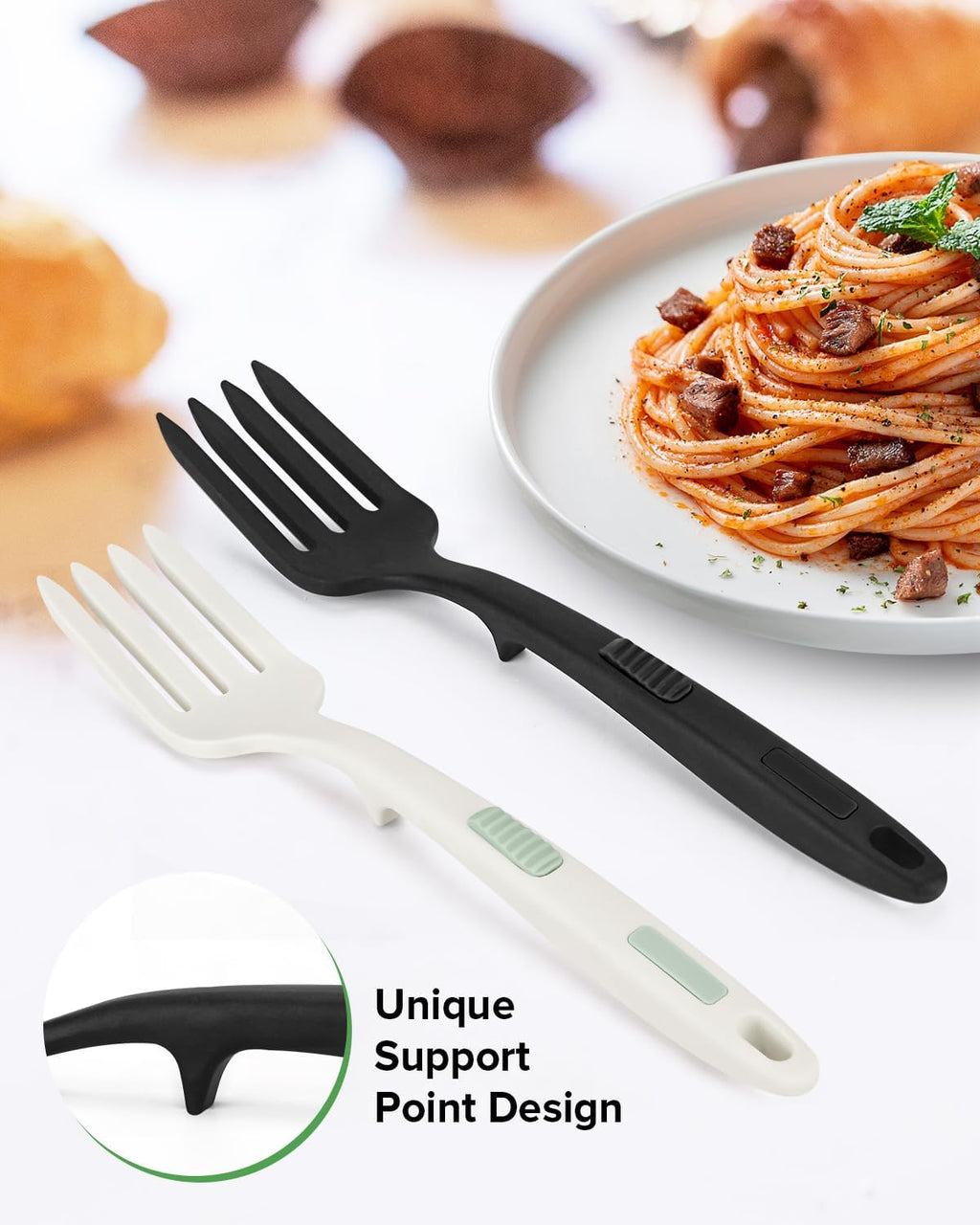 Large Silicone Flexible Cooking Fork, Non Stick Whisks for Mix Ingredients