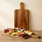 Nuenen 10 Pcs Wood Cutting Board with Handle 15.7 x 7.8 Inch Acacia Wooden Serving Kitchen Chopping Boards for Pizza, Bread, Cheese, Charcuterie, Fruit, Vegetables(Acacia)