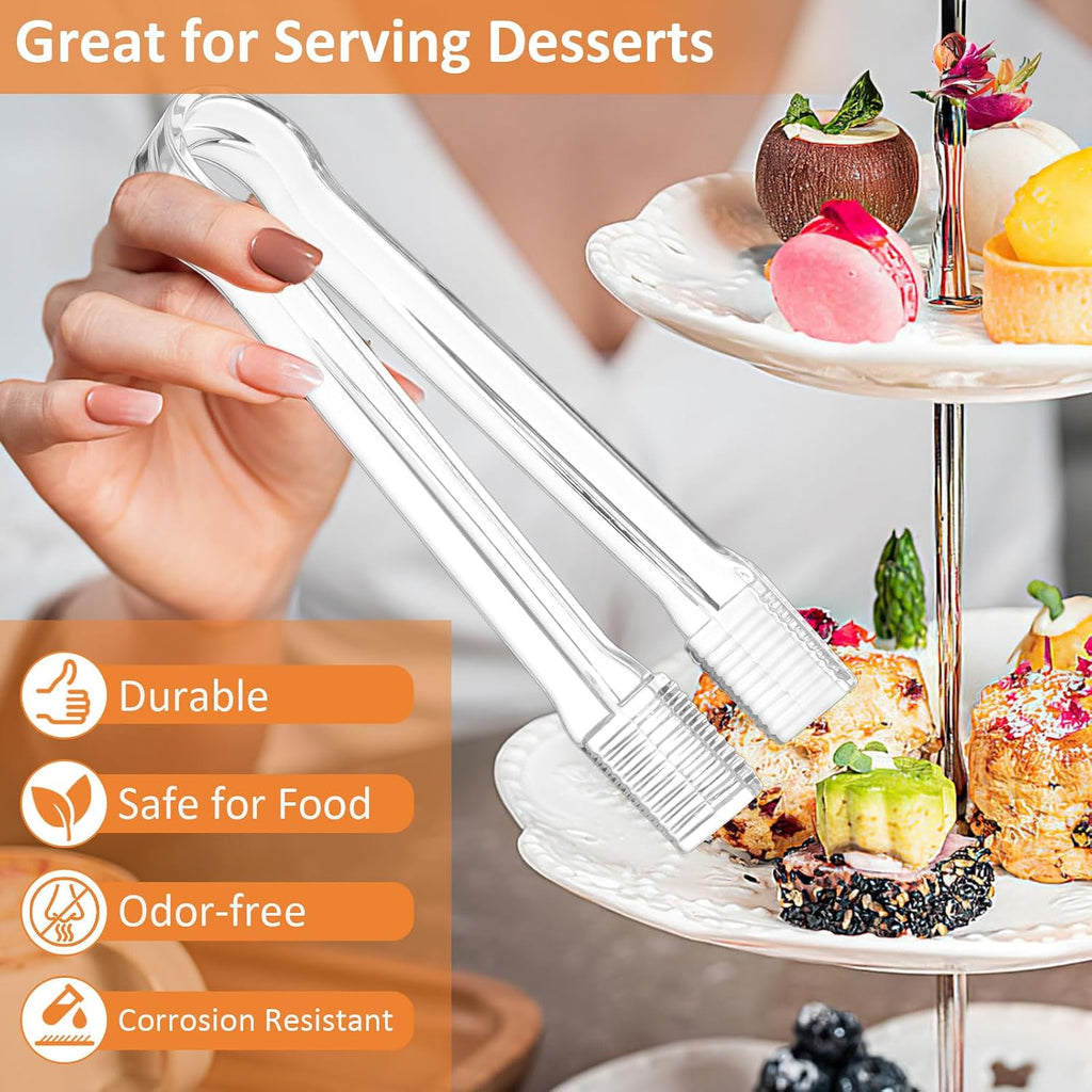 PEASUG 10 PCS Plastic Serving Tongs, Disposable Plastic Tongs