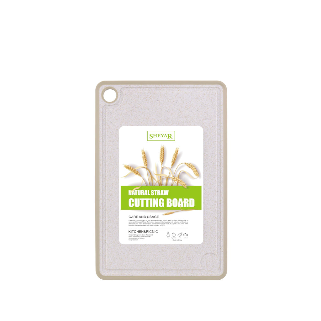 Cutting Board for Kitchen, Wheat Straw Fiber Cutting Board, Dish Washer Safe, w/Juice Grooves for Meat, Veggies, Easy Grip Handle, Non-slip Surface Eco-friendly Serveware Accessories （10‘x6.3’）