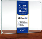 Kitchenville Glass Cutting Board 16"x12": Tempered Glass Kitchen Counter Protector - Durable- Scratch-Resistant, Heat-Proof - Clear Design