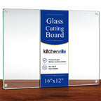 Kitchenville Glass Cutting Board 16"x12": Tempered Glass Kitchen Counter Protector - Durable- Scratch-Resistant, Heat-Proof - Clear Design