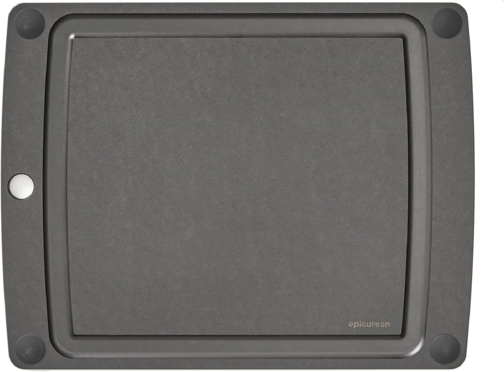Epicurean All-In-One Cutting Board with Non-Slip Feet and Juice Groove, 10" × 7", Natural/Black
