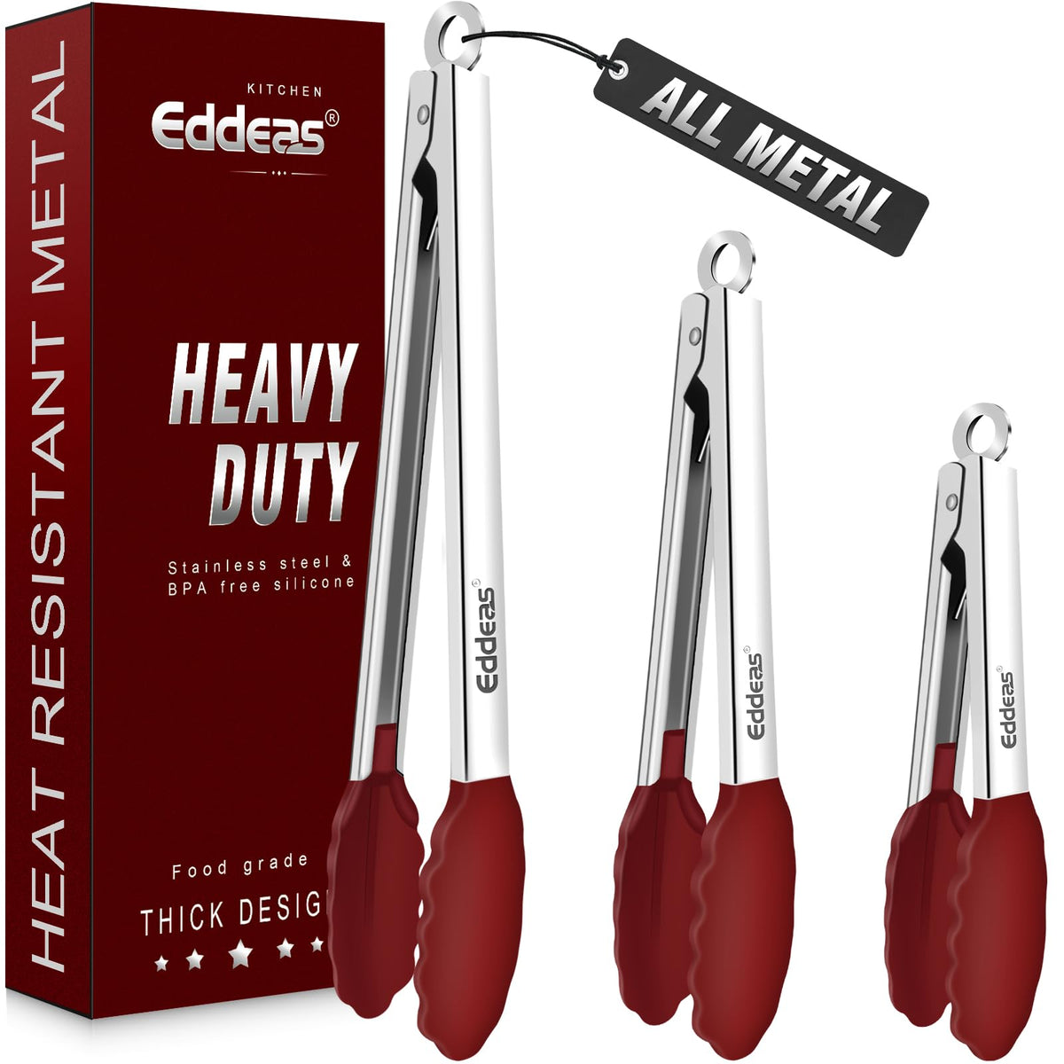 Metal Tongs For Cooking Up To 600°F Kitchen Tongs 2PCS - 9", 12 inch