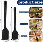 Silicone Basting Brush Set, 2-Pack Food-Grade BPA-Free Pastry Brush, 446°F Heat Resistant with Reinforced Inner Core, One-Piece Design for BBQ, Grilling, Baking, Butter, Marinades & Oil (Black)