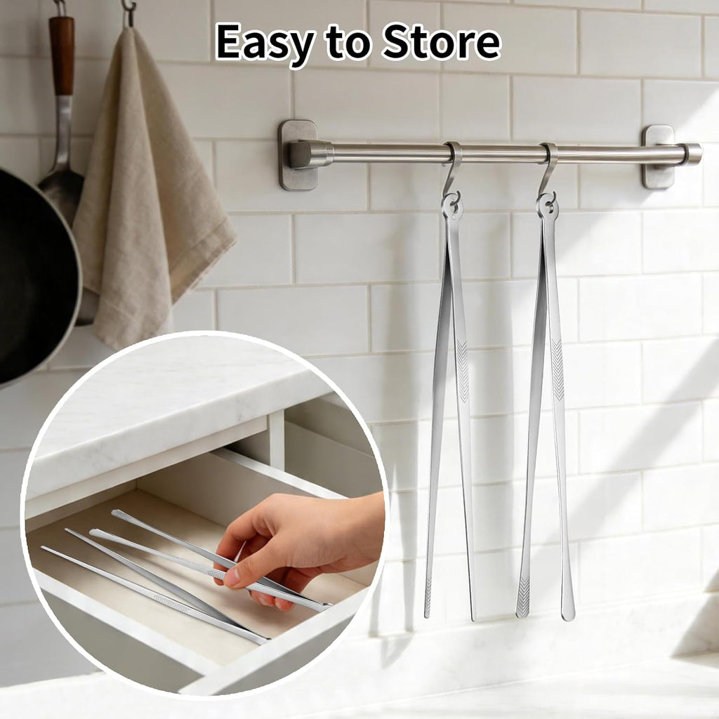 Kirecoo 2PCS 12" Stainless Steel Cooking Tongs with Serrated Tips