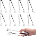 8 Pack 7-Inch Stainless Steel Serving Tongs, Mini Buffet Tongs for Appetizers, Desserts, Salad Bar, Ice, Sugar and Candy
