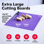Flexible Plastic Cutting Board Mats for Kitchen, Set of 6 Thick Large 15x12