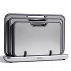 SMIRLY Titanium Cutting Board for Kitchen, with Holder, 3 Pack, Silver