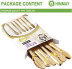 HINMAY Gold Plated Mini Serving Tongs Set 6-Inch Appetizers Tongs, Set of 6