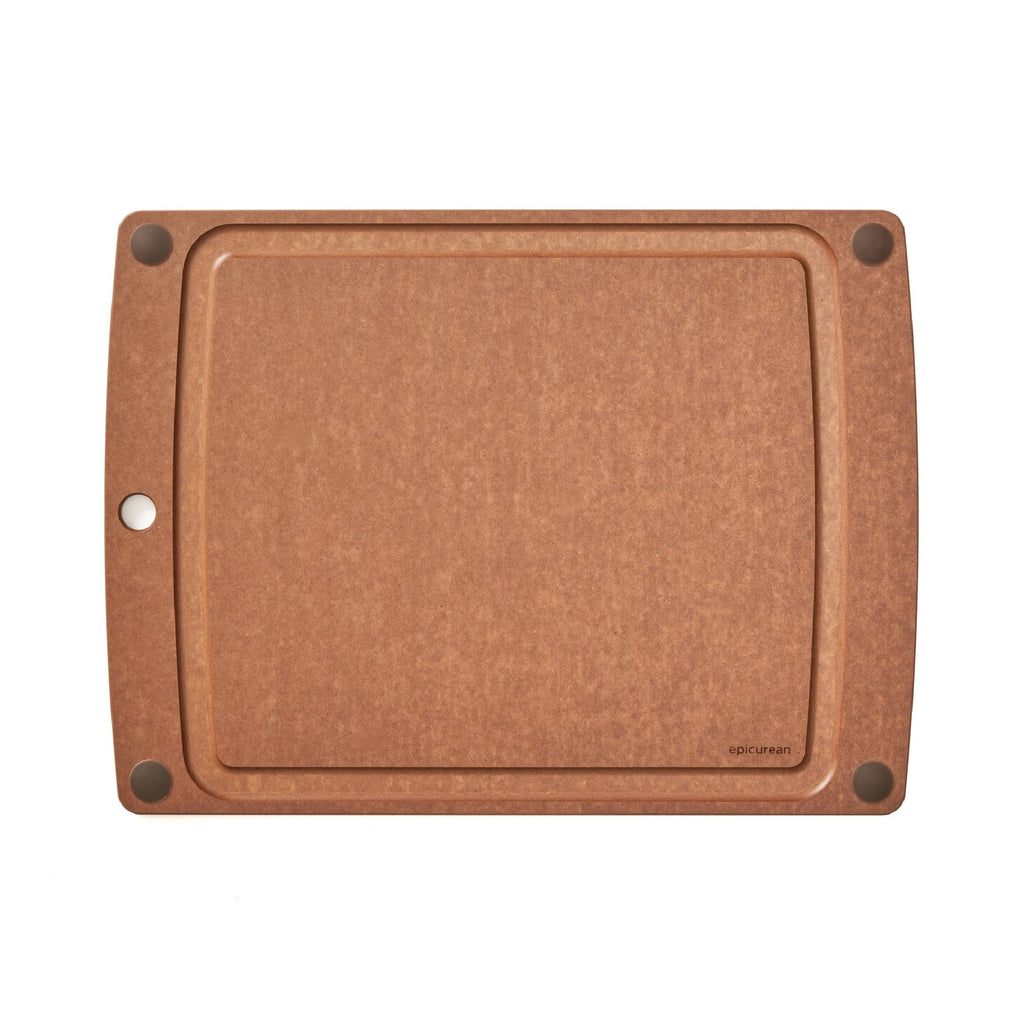 Epicurean All-In-One Cutting Board with Non-Slip Feet and Juice Groove, 14.5" × 11.25", Natural/Black